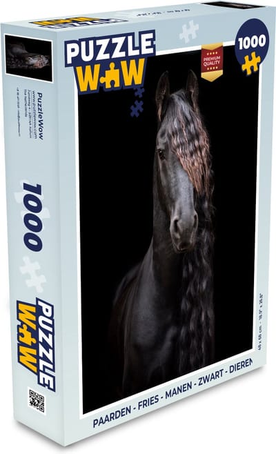 Puzzel Paarden - Fries - Manen - Zwart - Dieren - Legpuzzel - Puzzel 1000 stukjes volwassenen