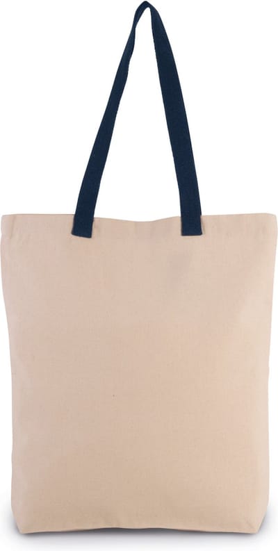 Kimood Shopper met plooi en contrasterend hengsel KI0278 - Natural / Navy - One size