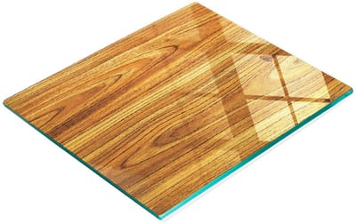 Keukenplank van gehard glas met decoratieve afbeeldingen, bruin hout, 60x52 cm
