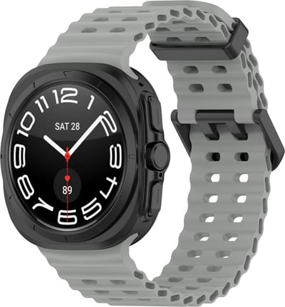 By Qubix - Compatible Samsung bandje - Marine Band siliconen - Grijs - Geschikt voor Samsung Galaxy Watch Ultra / Ultra 2 - 47mm