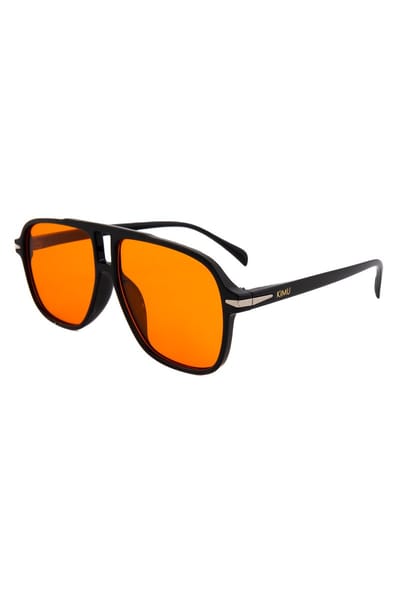 KIMU® Motor Pilotenbril Dun - Zwart Montuur Kunststof - Oranje Glazen - Zonnebril Bril Motorbril Retro Heren Dames Nederland Festival
