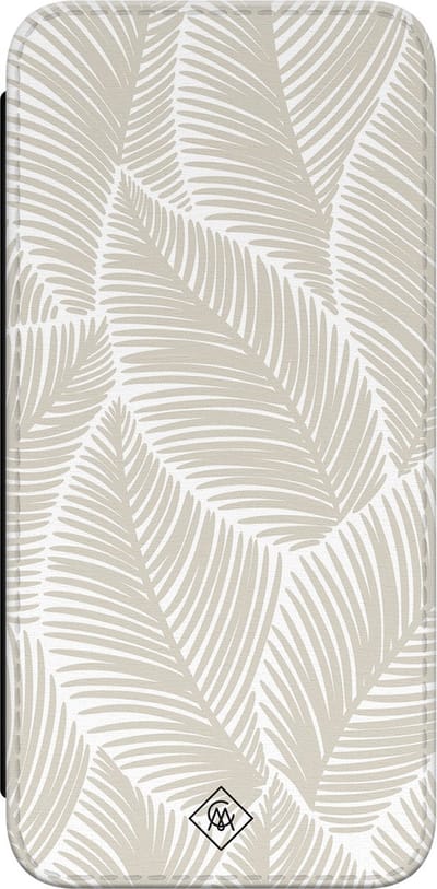 Casimoda® bookcase - Geschikt voor Samsung Galaxy A55 - Hoesje met pasjeshouder - Palm Leaves Beige - Bruin/beige - Kunstleer