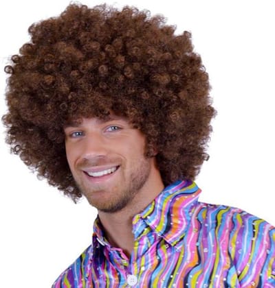 Witbaard Pruik Super Afro Unisex Bruin One-size