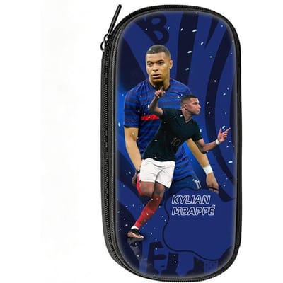 Voetbalster Pennenbak M-Mbappe Patroon Leer Potlooddoosje Beste Cadeau make-up tas Student Reis Voetbal Sport Potloodtasje