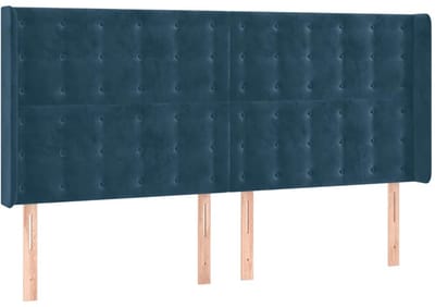 vidaXL - Hoofdbord - met - randen - 163x16x118/128 - cm - fluweel - donkerblauw