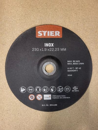 STIER – Doorslijpschijf voor Edelstahl/INOX – Flexschijf – 230x1,9 mm