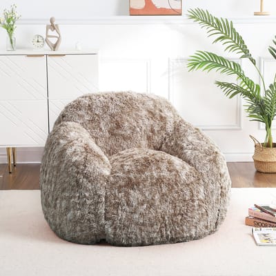 Zitzak Fauteuil Met Armleuningen - Wasbare Hoes - 94x94x64cm - Bruin