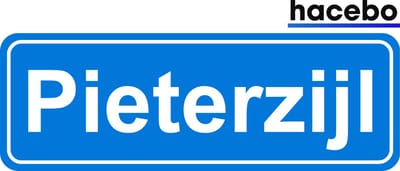 Hacebo - Plaatsnaam Sticker - 29x10 CM - Pieterzijl sticker - Verkeersborden sticker - grappige cadeaus - Pieterzijl