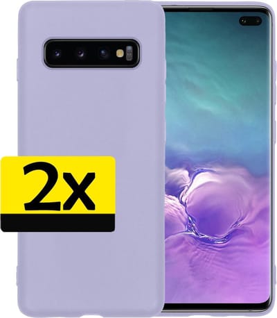 Hoesje - 2 Stuks - Geschikt voor Samsung Galaxy S10 - Sterk & Shockproof - Case Siliconen - Back Cover - Telefoon Hoes - Telefoonhoesjes - Lila