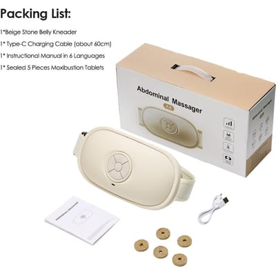 Intelligente Buikmassager Bianshi Moxibustie Taille Lendenwervelkolom Hete Compressie Verwarming Oplaadbare Massager Dubbele Draaitafel beige