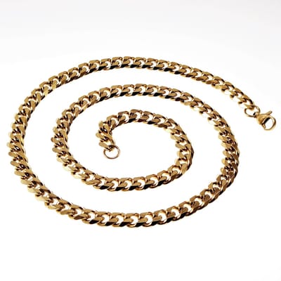 60cm x 8mm Ketting Heren - Cubaanse-Stijl - Verguld Roestvrij Stalen