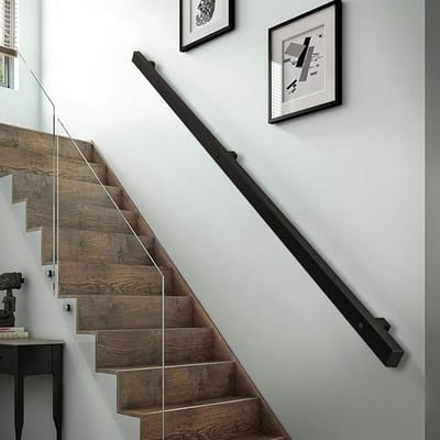 Metalen trapleuning - Muursteun handgreep - Veilig traplopen - Vierkante buis ontwerp - 150 cm lengte - Mat zwart