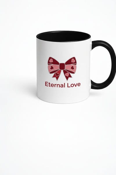 Mok 'Eternal Love' met Romantische Strik en Hartjes - Liefde Cadeau Valentijn