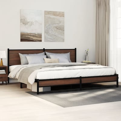 vidaXL - Bedframe - zonder - matras - metaal - bruin - eikenkleur - 193x203 - cm