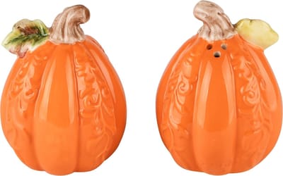 Dekoratief | Duo peper/zout pompoen, oranje, dolomiet, 12x6x9cm | A235603