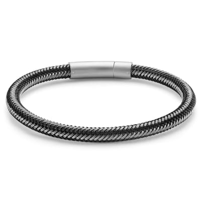 Zwarte & Zilverkleurige Kabelarmband