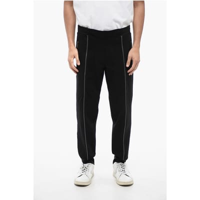 Viscose Blend Tapered Fit Sweatpants met Tape Detail in Zwart