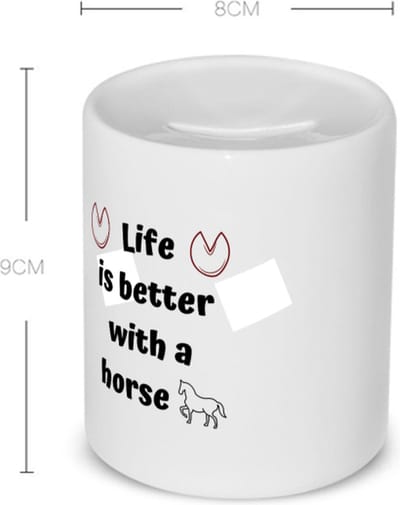 Akyol - life is better with a horse Spaarpot - Paarden - paarden liefhebbers - verjaardag - cadeau - kado - geschenk - 350 ML inhoud