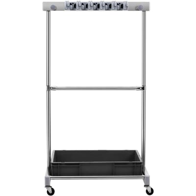 Tuin gereedschap organizer, 10 sleuven met haken, Tuingereedschap torenrek met wielen voor garageorganisatie en opslag, Houd gereedschap met lange steel/Hark/Bezem vast,