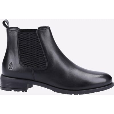 Hush Puppies Sammie Leren Dames Zwarte Platte Chelsea Laarzen
