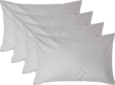 Homescapes Kussensloop 50x75 cm Set van 4 – Zilvergrijs – 100% Egyptisch Perkal Katoen – 200 TC