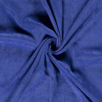 Babyrib Stof Uni per Meter – Kobalt Blauw – Fijne Rib / Smalle Corduroy – Licht Stretch – Voor Broeken, Jurken & Rokken