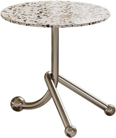 C-vormige bijzettafel - Banktafel salontafel - Ruimtebesparend meubilair - Marmerlook blad - 45x45x46 cm - Wit