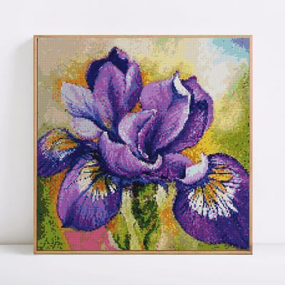 Peinture diamant, pierres rondes, fleurs, broderie diamant, loisirs créatifs 30x30 blue