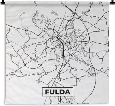 Wandkleed - Wanddoek - Stadskaart - Plattegrond - Kaart - Fulda - 150x150 cm - Wandtapijt