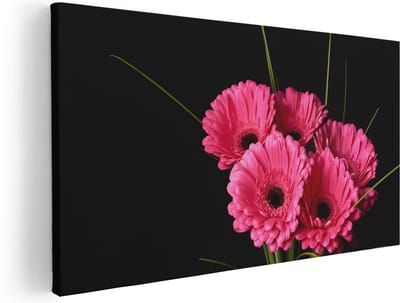 Artaza Canvas Schilderij Gerbera - 40x20 cm - Klein - Wanddecoratie Bloemen - Muurdecoratie Roze Bloemen - Schilderijen Op Canvas
