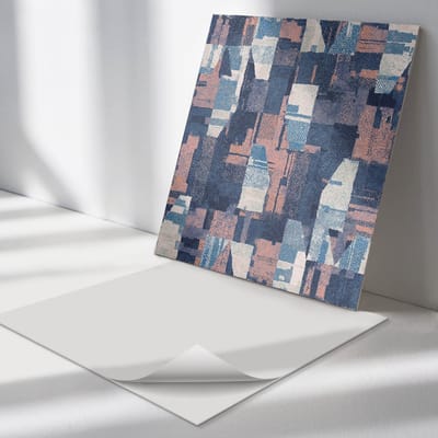 Wallfluent Vinyl Tegels - Abstract Geometrisch Patroon Vloer Tegels PVC - 30 cm x 30 cm - Blauw PVC Tegels - Verpakking van 9 stuks - Vierkant PVC Tegels - Texturen Plaktegels - Zelfklevende PVC Tegels - Plaktegels Keuken en Badkamer