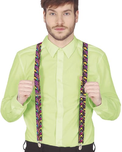 Fiestas Guirca Carnaval verkleed bretels - zwart - 80s/90s print - volwassenen - accessoires