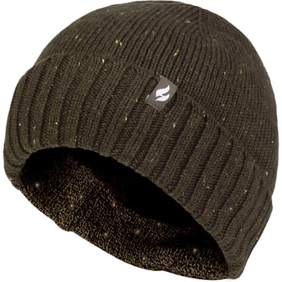 Heat Holders Heatweaver Fleece Binnenvoering Beanie | Geribbeld Omslagmanchet Marl Winterhoed | Andes Stijl - Khaki