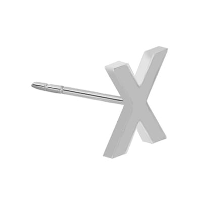 New Bling 9NB-908X - Zilveren oorsteker Letter X – Rhodium Plated – 4 mm – Per Stuk