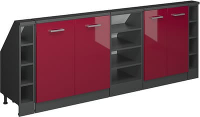 Vicco R-Line Keukenkast voor schuine wand – 210 cm Set van 5 Rood hoogglans/antraciet