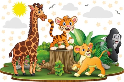 Muurstickers - Afrikaanse babydieren - Zelfklevende stickers - 60x90cm