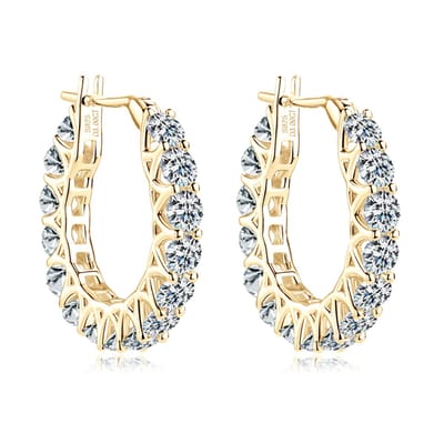 Lumici® Exclusive | Eternal Halo Moissanite Oorbellen - 3.00 Carat Totaal - 15x 0.10CT - GRA Gecertificeerd - Geelgoud Verguld S925 - Luxe Statement Hoops - Voor Haar - Moederdag - Valentijnscadeau - Verrassing - Goud & Rhodium