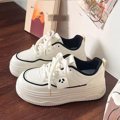 Platform Witte Schoenen Kinderen Herfst Nieuw Ins Trendy Platform Veelzijdig Leren Bovenwerk Casual Boardschoenen 40 zwart
