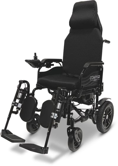 COMFYGO X-9 Elektrische Rolstoel Lichtgewicht Opvouwbaar ,Automatisch verstelbare rugleuning en elevating leg rests, Draadloze afstandsbediening , 20 AH Li-ion Accu, Bereik tot 30 km, Zwart