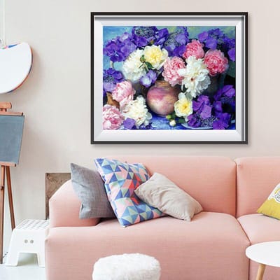 Diamant borduurwerk thuis schilderij bloemen handgemaakte diamant schilderij mozaïek kruis borduurwerk 20X30CM blue