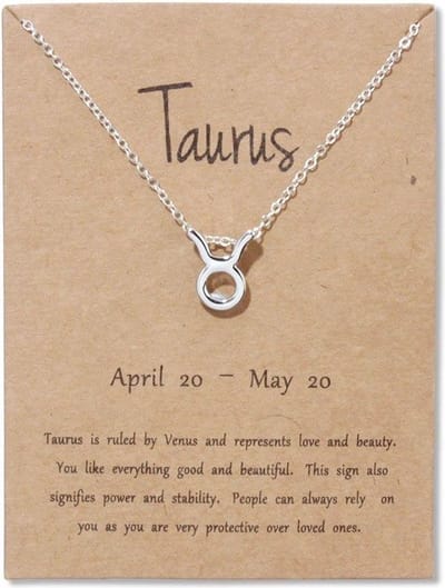 Bixorp Stars Stier / Taurus Ketting - Zilverkleurige Ketting op Cadeau Kaartje - Sterrenbeeld / Zodiac Hanger