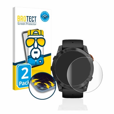 BROTECT - Screenprotector voor Garmin Fenix 7X Pro Solar (51 mm) - Folie Beschermfolie transparant volledig dekking - 2 Stuks