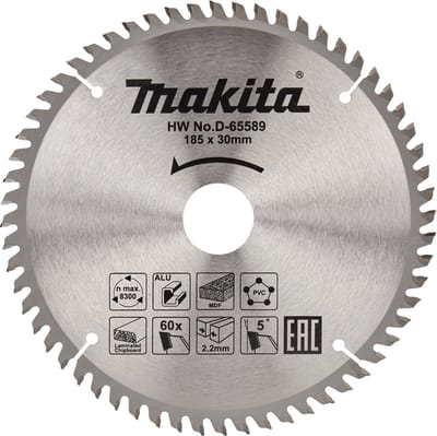 Makita Cirkelzaagblad voor Multimaterial | Standaard | Ø 185mm Asgat 30mm 60T - D-65589