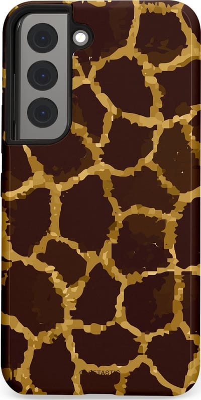 Casetastic hoesje geschikt voor Samsung Galaxy S22 - Dubbellaagse bescherming - Afrikaanse Giraffenprint - Fashion Case - Zwart Bruin Goud Olijfgroen