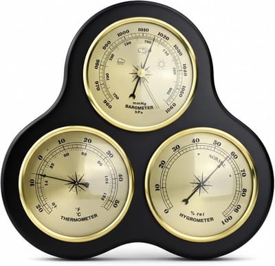 Weerstation Binnen - Barometer Hygrometer - Binnenklimaat Monitoren - 3-in-1 Functie - 26 x 24.5 cm - Zwart