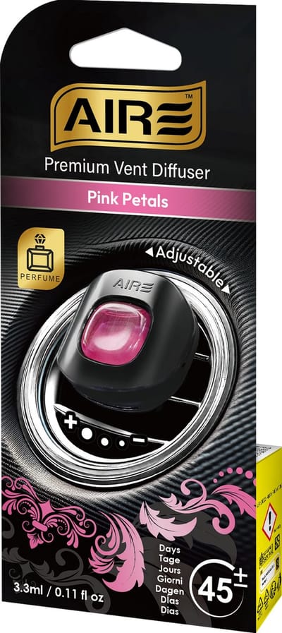 AIRE Luchtverfrisser PINK PETAL Perfume Mini Vent voor in luchtrooster van auto. Werkt ca 45 dagen