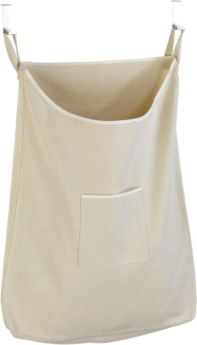 Famanu – Hangende wasmand voor over de deur, stoffen waszak met grote inhoud, ruimtebesparend, beige