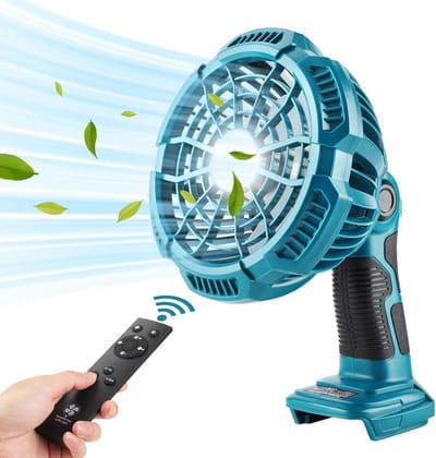 Makita 18V Li-ion accu draagbare ventilator geschikt voor verlichting, stille USB oplaadbare bureauventilator geschikt voor afstandsbediening, 4-uurs timer, krachtige luchtstroom, 3 snelheden