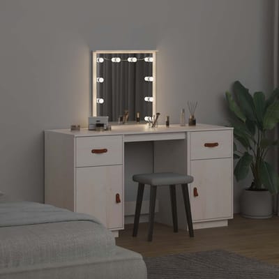 vidaXL - Kaptafelset - met - LED - massief - grenenhout - wit