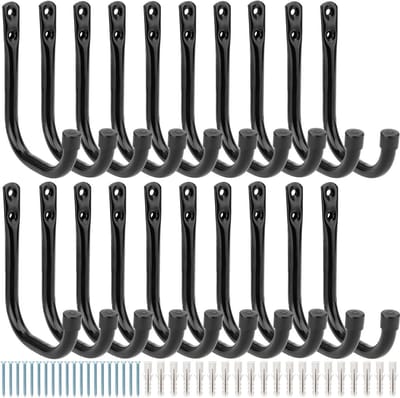 Set van 20 stevige wandhaken van 10,5 cm voor het opbergen van tuingereedschap, fietsen en sportuitrusting